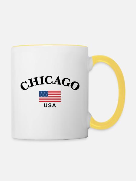 Chicago, USA - Tasse zweifarbig - Weiß/Gelb
