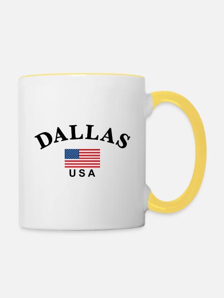 Dallas, USA - Tasse zweifarbig - Weiß/Gelb