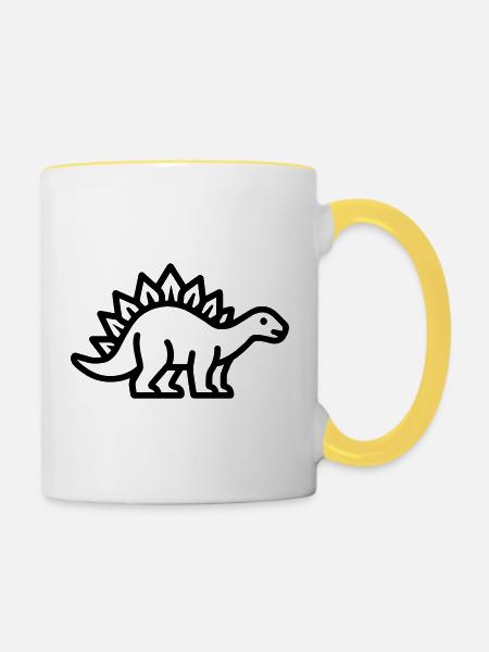Stegosaurus - Tasse zweifarbig - Weiß/Gelb