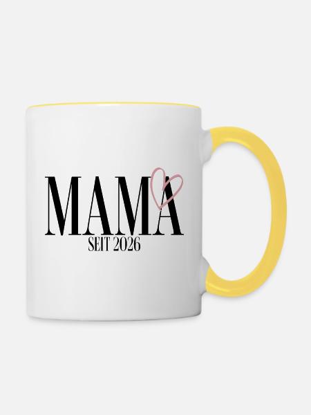 Mama seit 2026 - Tasse zweifarbig - Weiß/Gelb
