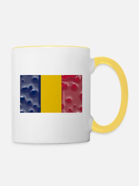 Geschenk für Tschad - Tasse zweifarbig - Weiß/Gelb