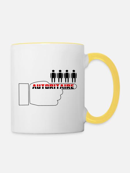 Autoritäre Faust - Tasse zweifarbig - Weiß/Gelb