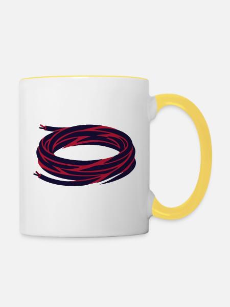Kabeltrommel Schlauch Rolle - Tasse zweifarbig - Weiß/Gelb