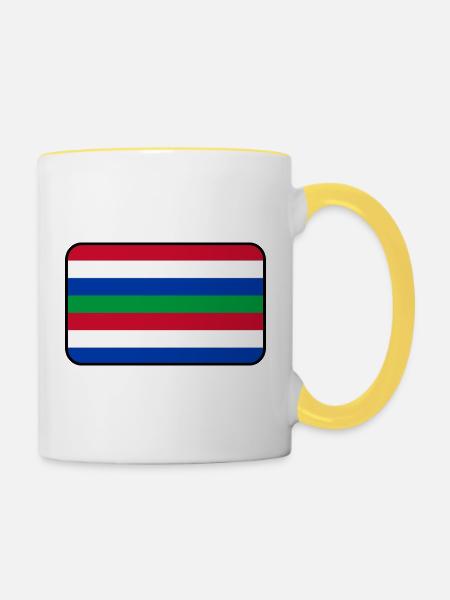 Schier-Flaggenlogo – Inselkleidung - Tasse zweifarbig - Weiß/Gelb