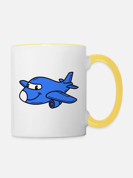 Airplane Kids - Tasse zweifarbig - Weiß/Gelb