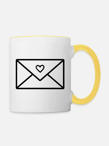 Liebesbrief - Tasse zweifarbig - Weiß/Gelb