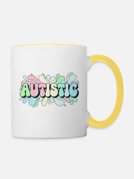 Autistischer heller Regenbogen - Tasse zweifarbig - Weiß/Gelb