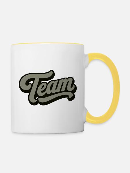 Team - Tasse zweifarbig - Weiß/Gelb