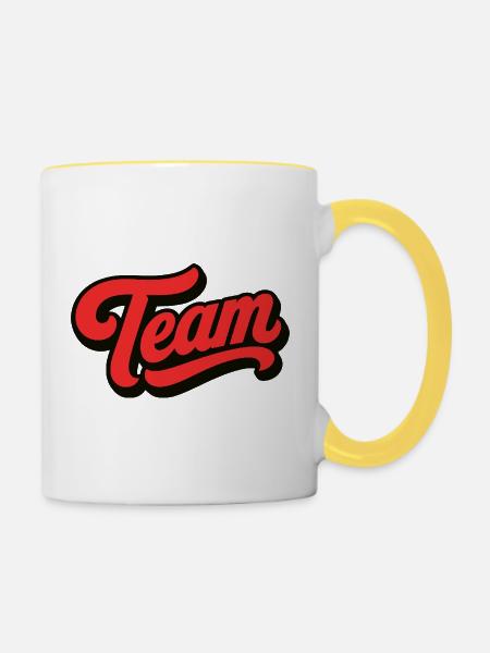 Team - Tasse zweifarbig - Weiß/Gelb