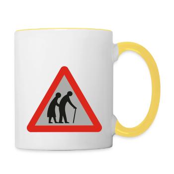 personnes âgées - Mug contrasté - blanc/jaune - Droite