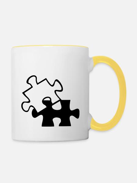 Wrong Part einfarbig - Tasse zweifarbig - Weiß/Gelb