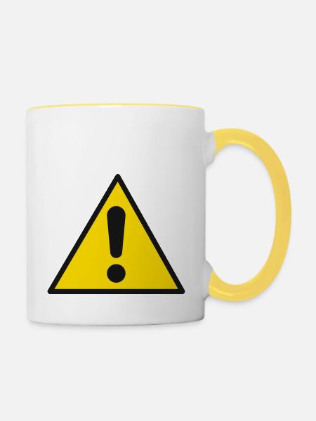 achtung - Tasse zweifarbig - Weiß/Gelb