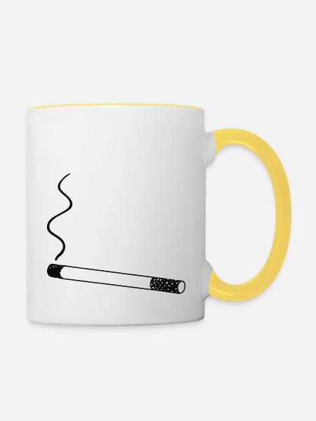 rauchen - Tasse zweifarbig - Weiß/Gelb