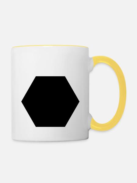 6_eck - Tasse zweifarbig - Weiß/Gelb