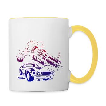 Absturz-Modus Gamer - Tasse zweifarbig - Weiß/Gelb - Rechts