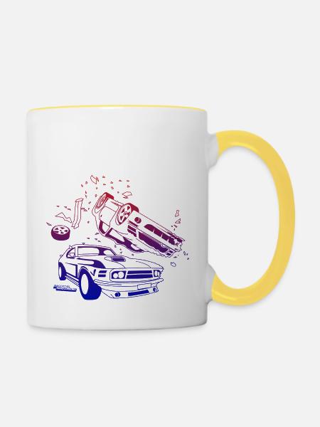 Absturz-Modus Gamer - Tasse zweifarbig - Weiß/Gelb