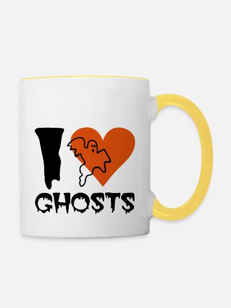 Halloween - Geist - Tasse zweifarbig - Weiß/Gelb