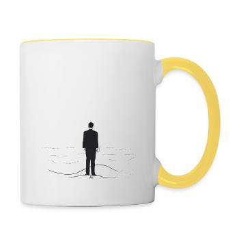 man and sea - Contrasting Mug - white/yellow - Right