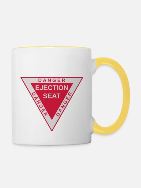 Gefahr Auswurf - Tasse zweifarbig - Weiß/Gelb