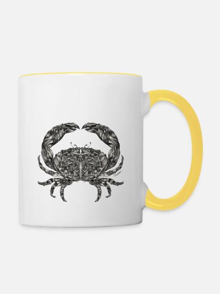 Krebs Sternzeichen - Tasse zweifarbig - Weiß/Gelb