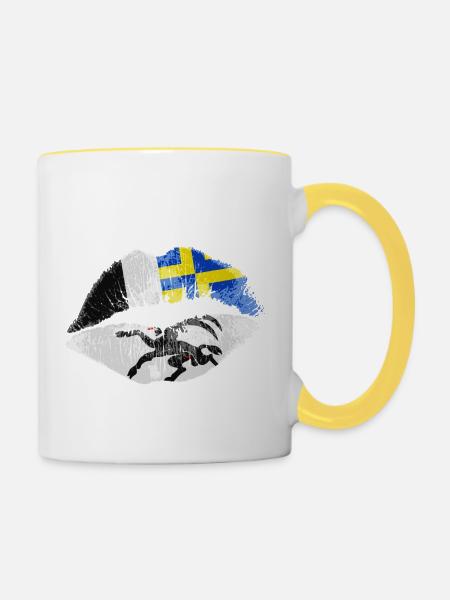 Kuss (Graubünden) - Tasse zweifarbig - Weiß/Gelb