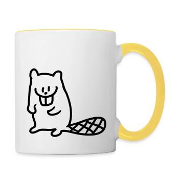 Biber - ligne - Mug contrasté - blanc/jaune - Droite