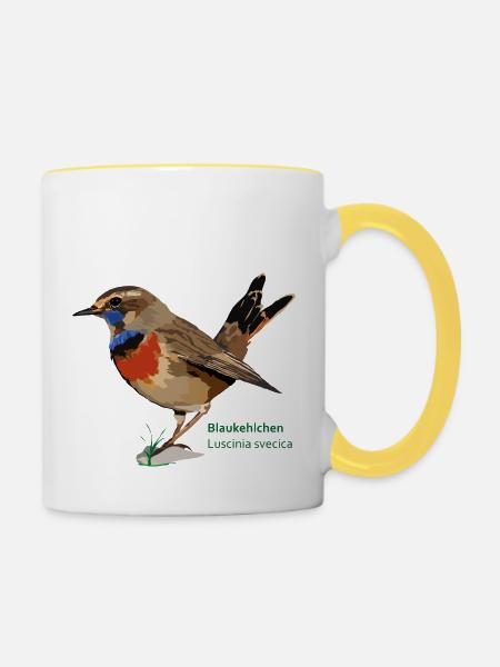 Blaukehlchen_de.png - Tasse zweifarbig - Weiß/Gelb