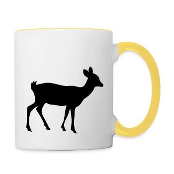 Reh silhouette - Tasse zweifarbig - Weiß/Gelb - Rechts