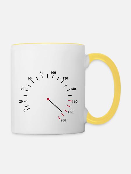 Tacho Schnell - Tasse zweifarbig - Weiß/Gelb