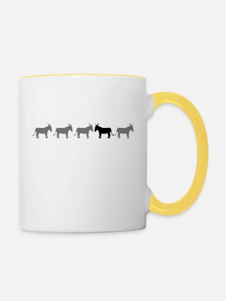 anders be different esel pferd pony klein packesel - Tasse zweifarbig - Weiß/Gelb