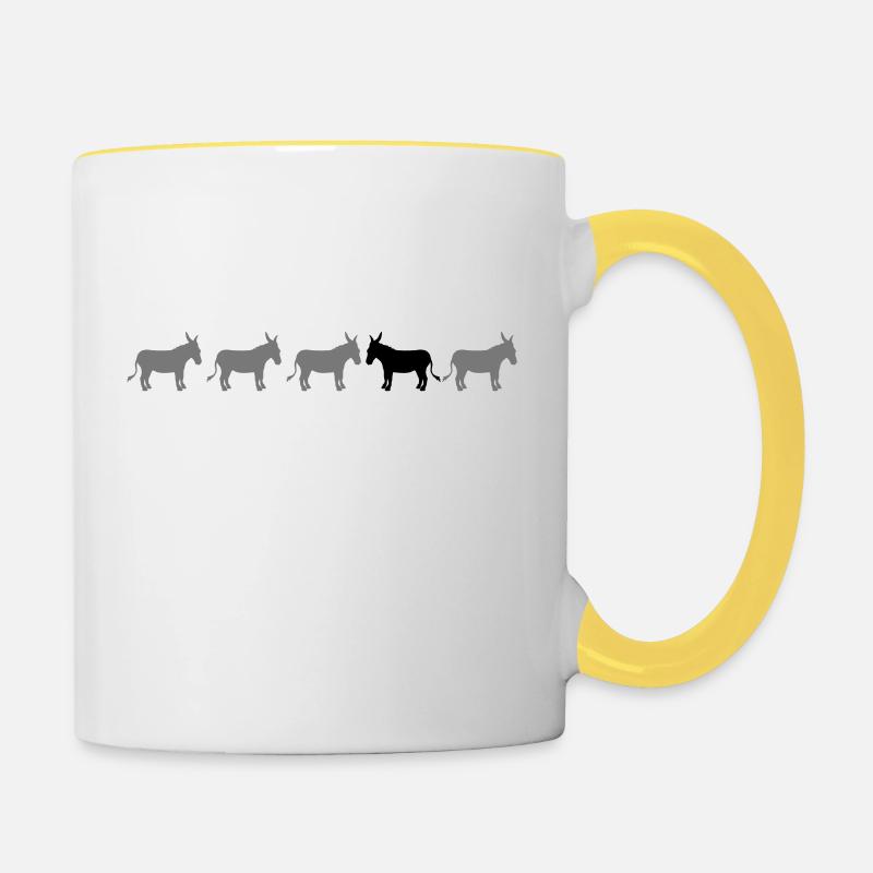 anders be different esel pferd pony klein packesel - Tasse zweifarbig - Weiß/Gelb