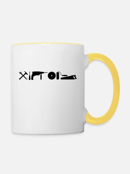 werkzeug_handwerker__f1 - Tasse zweifarbig - Weiß/Gelb