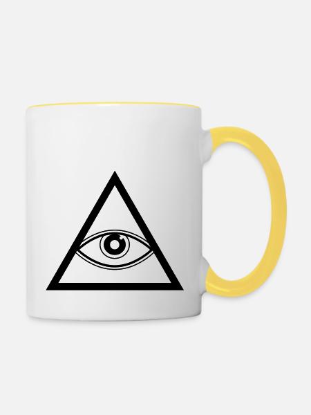 Dreieck - Tasse zweifarbig - Weiß/Gelb