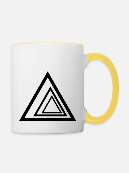 Dreiecke - Tasse zweifarbig - Weiß/Gelb