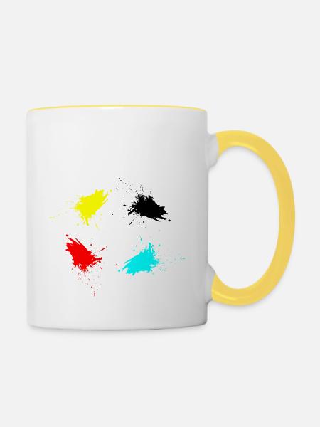 Flecken - Tasse zweifarbig - Weiß/Gelb