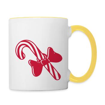 sweets gift christmas candy cane yummy - Contrasting Mug - white/yellow - Right