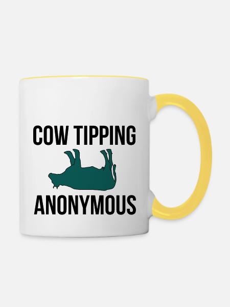 Cow Tipping Anonymous - Tasse zweifarbig - Weiß/Gelb