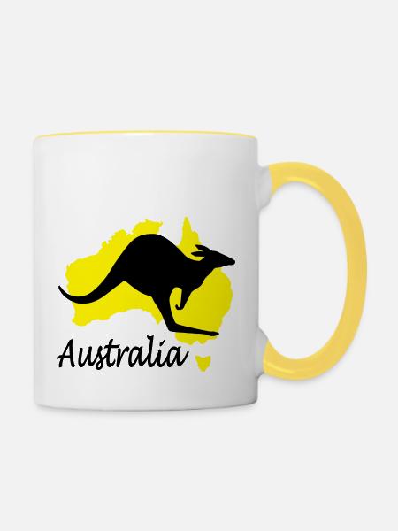 australia australien - Tasse zweifarbig - Weiß/Gelb
