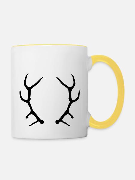 Geweih - Tasse zweifarbig - Weiß/Gelb