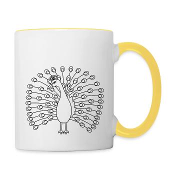 pfau bunter fasan vogel federn gross maennlich - Tasse zweifarbig - Weiß/Gelb - Rechts