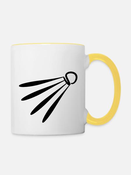 Abstract Badminton - Tasse zweifarbig - Weiß/Gelb