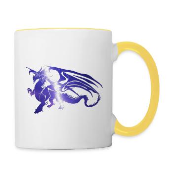 Dragon de foudre - Mug contrasté - blanc/jaune - Droite