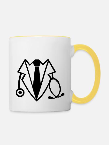 Arzt - Tasse zweifarbig - Weiß/Gelb