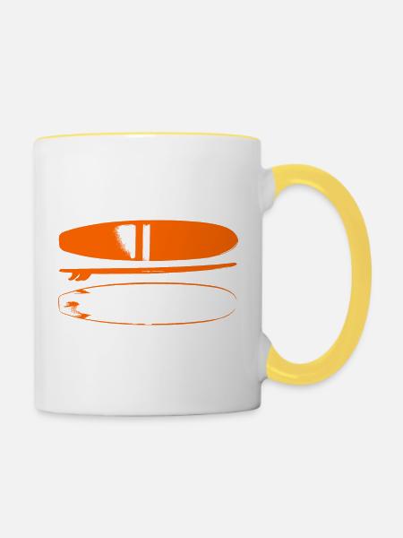 Surfboard - Tasse zweifarbig - Weiß/Gelb
