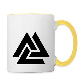 Valknut, Odins Knot, Hrungnir Heart, Triquetra - Mug contrasté - blanc/jaune - Droite