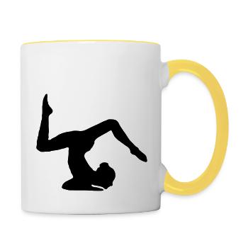 turnerin handstand bodenturnen kunstturnen - Tasse zweifarbig - Weiß/Gelb - Rechts