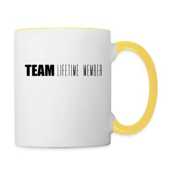 spass team lifetime member mitglied freunde gruppe - Contrasting Mug - white/yellow - Right