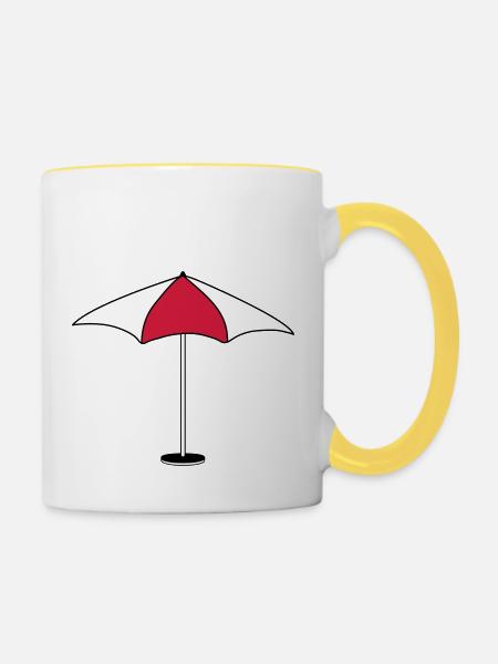 parasol parasol protection soleil plage mer - Mug contrasté - blanc/jaune