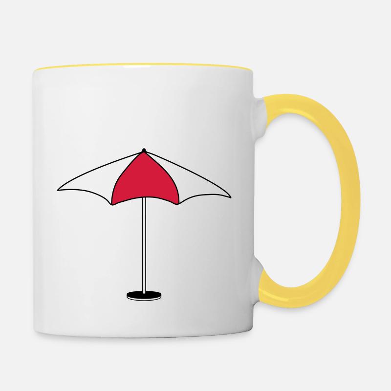 parasol parasol protection soleil plage mer - Mug contrasté - blanc/jaune