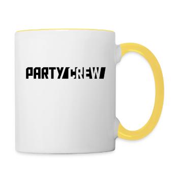 logo fête crew amis équipe crew club design danc - Mug contrasté - blanc/jaune - Droite